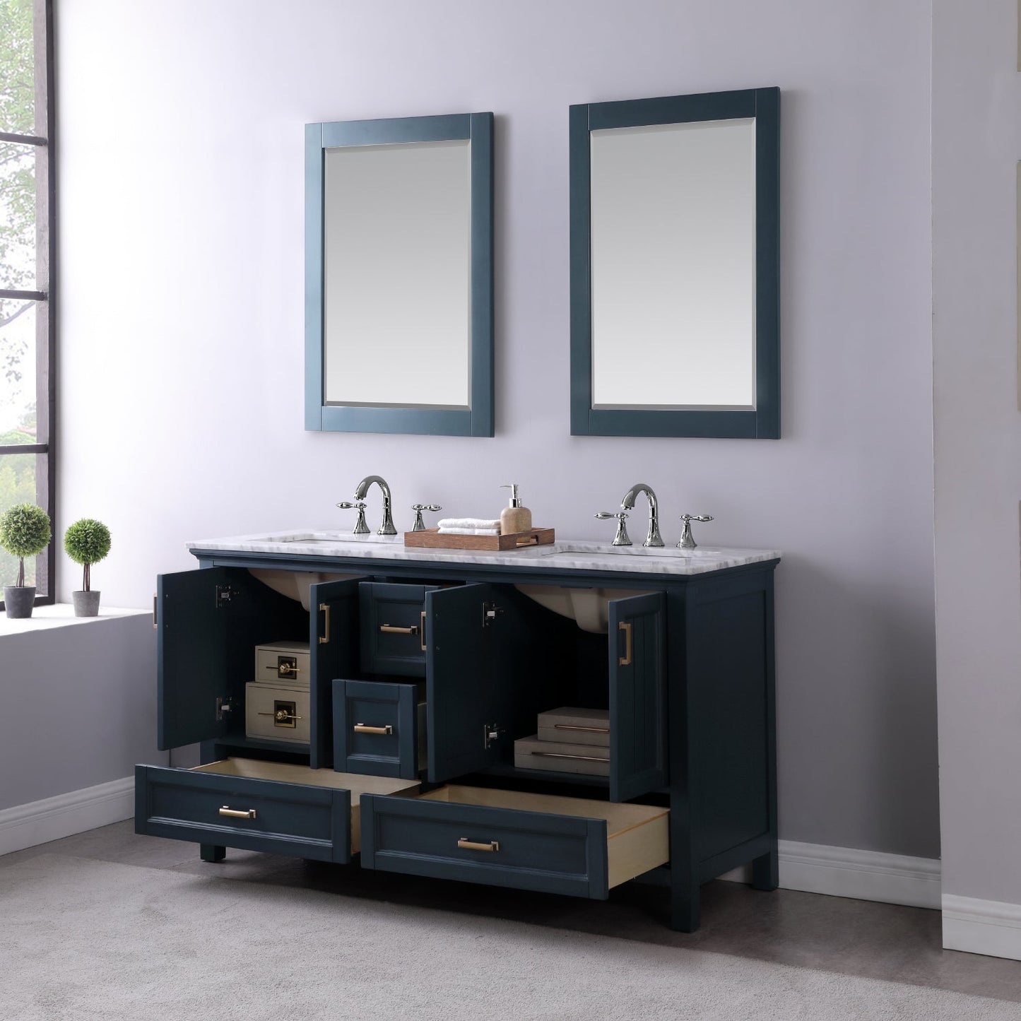 Altair Designs 60" double vanity with top - 538060-WH-CA-NM