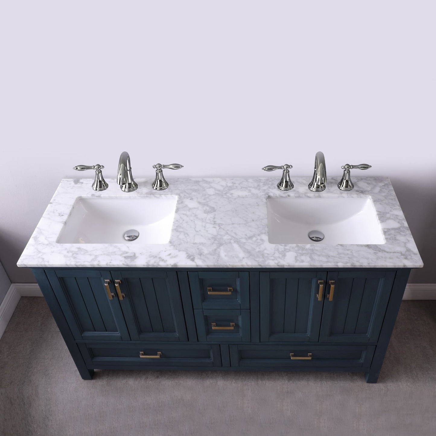 Altair Designs 60" double vanity with top - 538060-WH-CA-NM