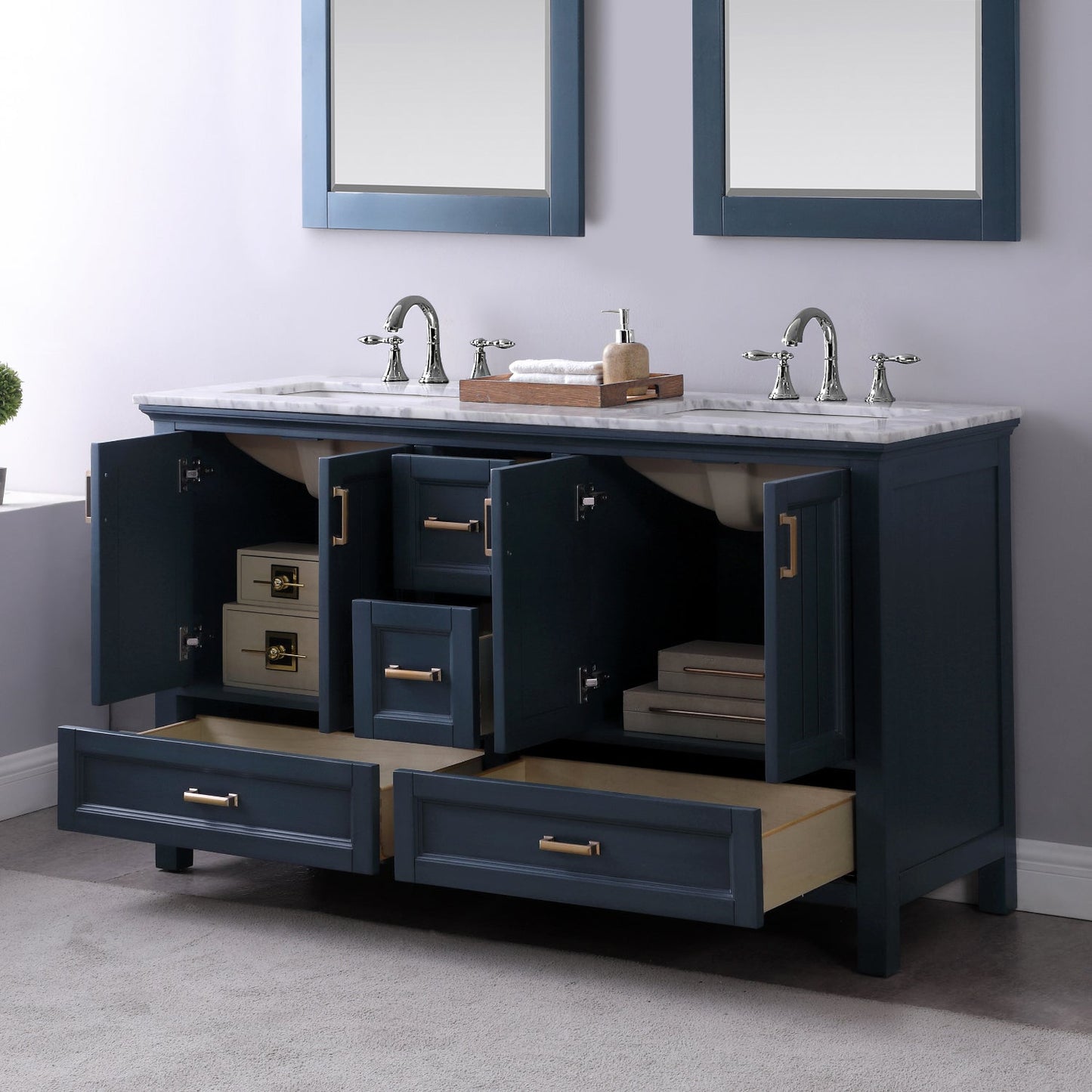 Altair Designs 60" double vanity with top - 538060-WH-CA-NM