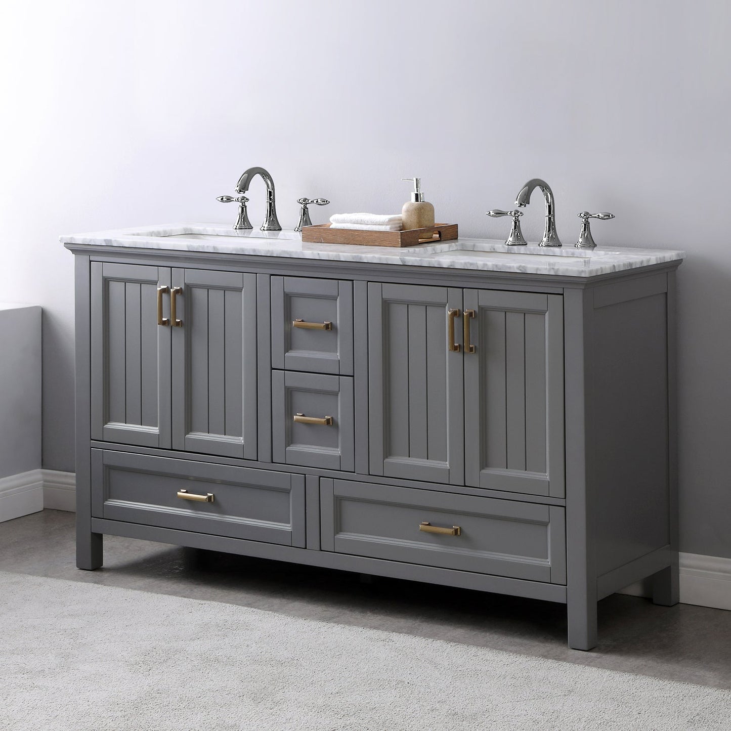Altair Designs 60" double vanity with top - 538060-WH-CA-NM