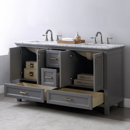 Altair Designs 60" double vanity with top - 538060-WH-CA-NM