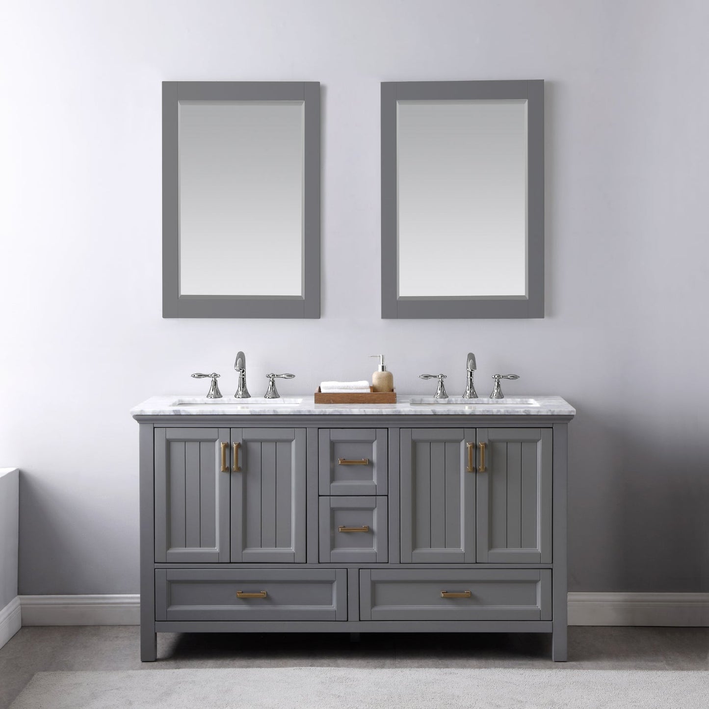 Altair Designs 60" double vanity with top - 538060-WH-CA-NM