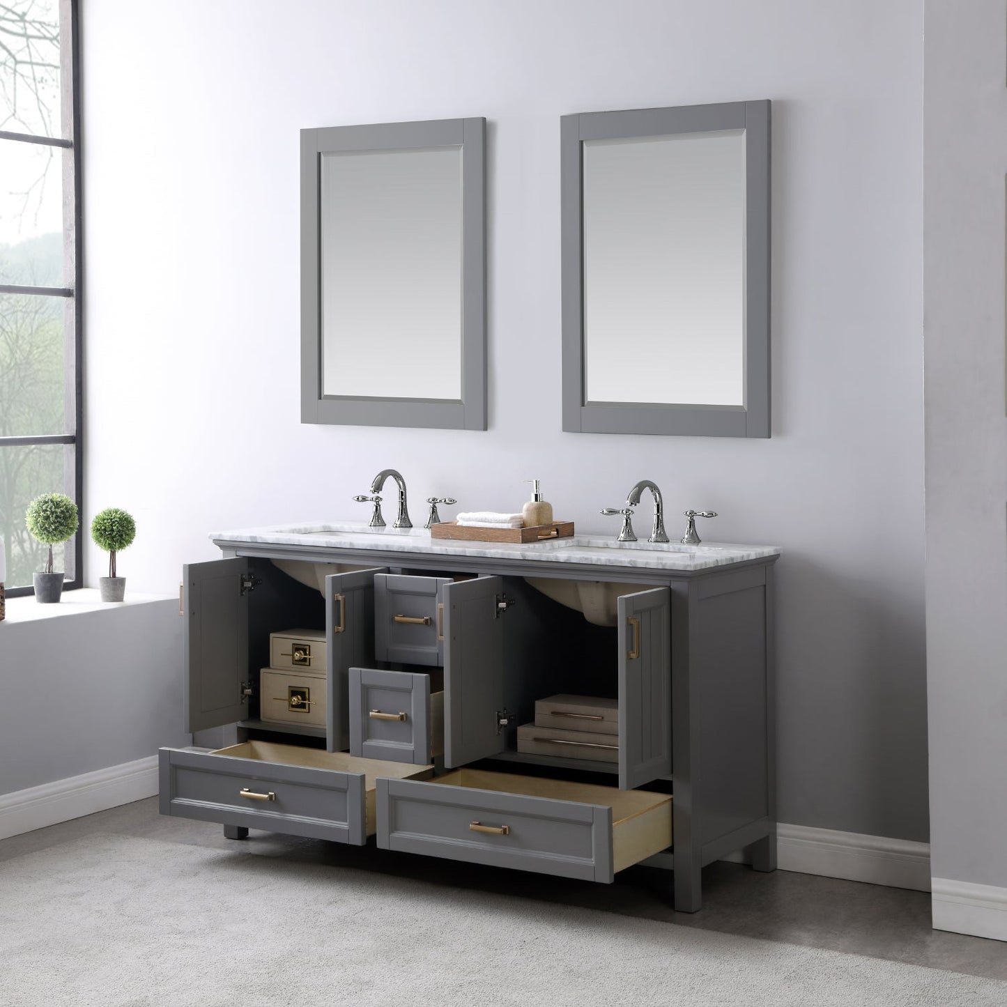 Altair Designs 60" double vanity with top - 538060-WH-CA-NM
