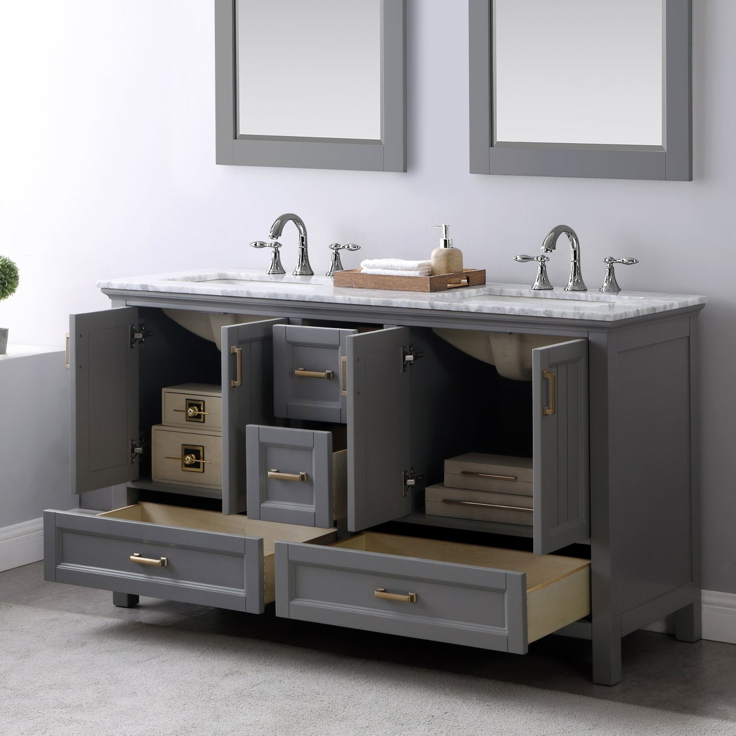 Altair Designs 60" double vanity with top - 538060-WH-CA-NM