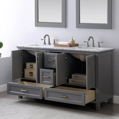 Altair Designs 60" double vanity with top - 538060-WH-CA-NM