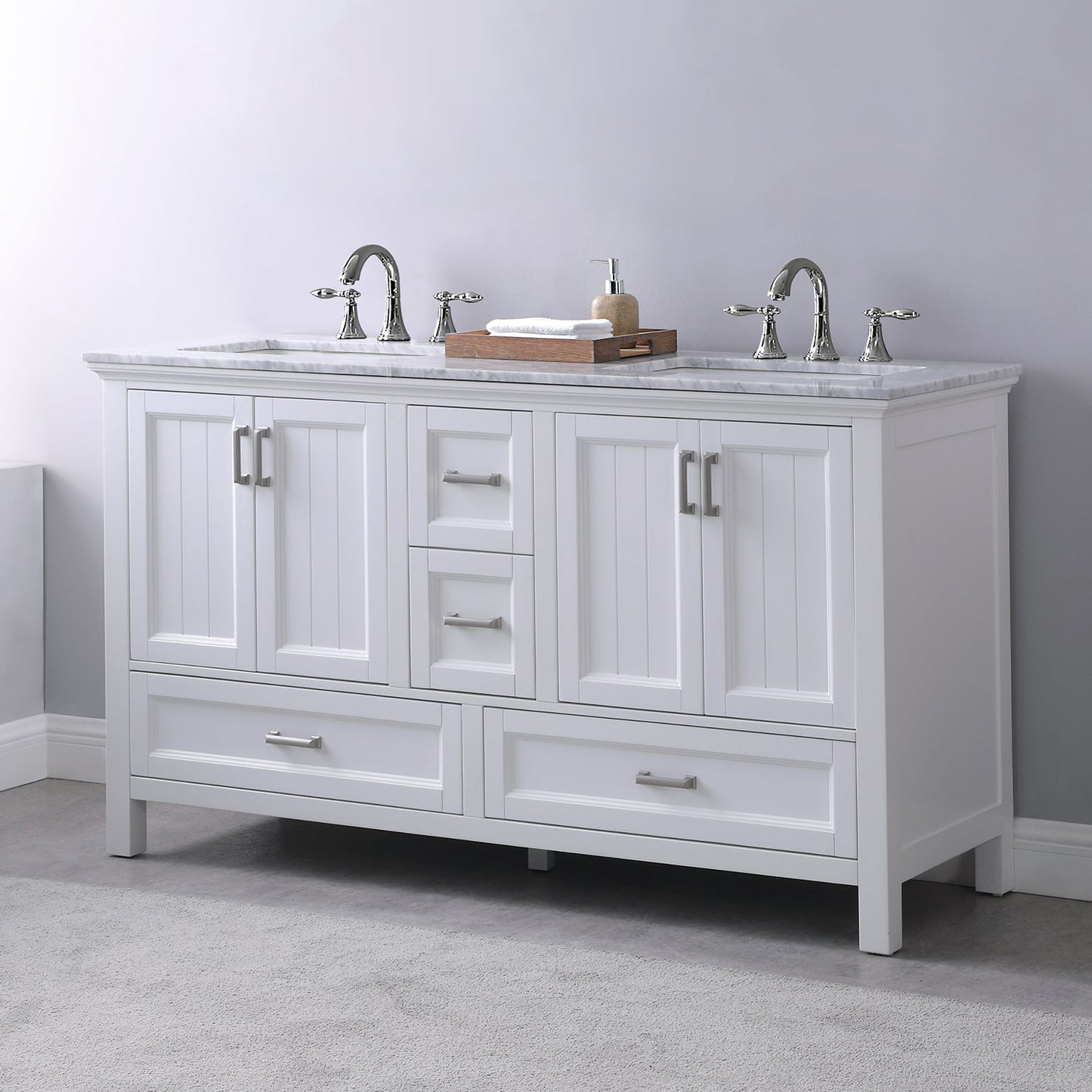 Altair Designs 60" double vanity with top - 538060-WH-CA-NM
