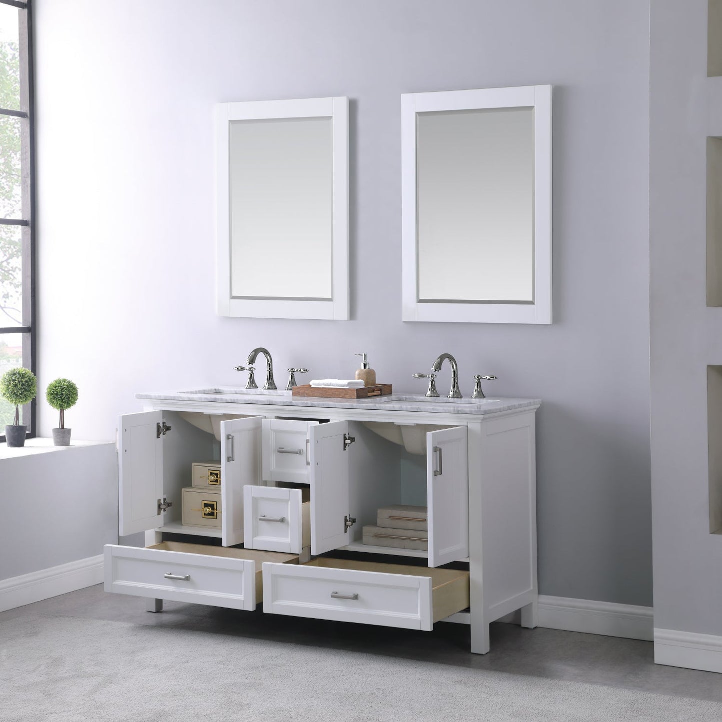 Altair Designs 60" double vanity with top - 538060-WH-CA-NM