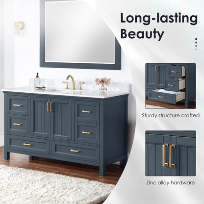 Altair Designs 60" single vanity with top - 538060S-WH-AW-NM