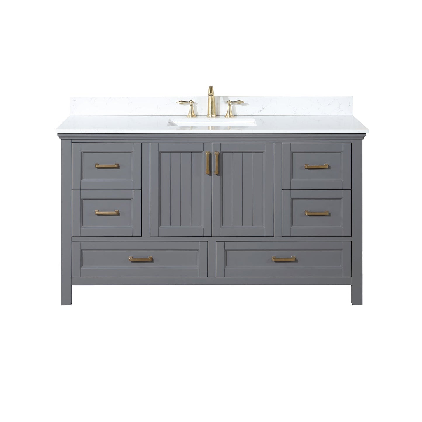 Altair Designs 60" single vanity with top - 538060S-WH-AW-NM