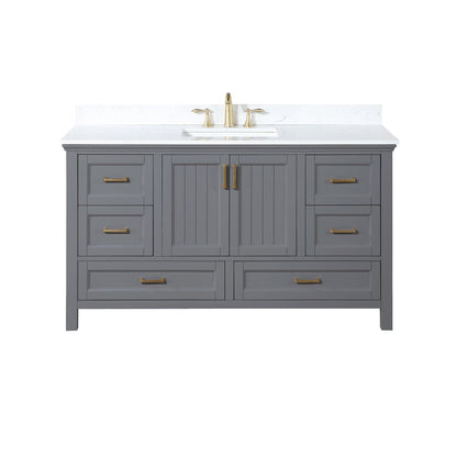 Altair Designs 60" single vanity with top - 538060S-WH-AW-NM