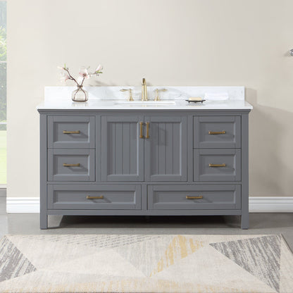 Altair Designs 60" single vanity with top - 538060S-WH-AW-NM