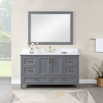 Altair Designs 60" single vanity with top - 538060S-WH-AW-NM