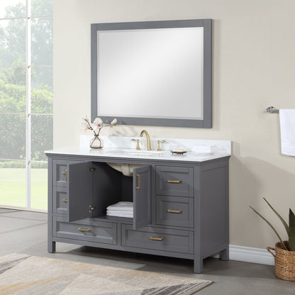 Altair Designs 60" single vanity with top - 538060S-WH-AW-NM
