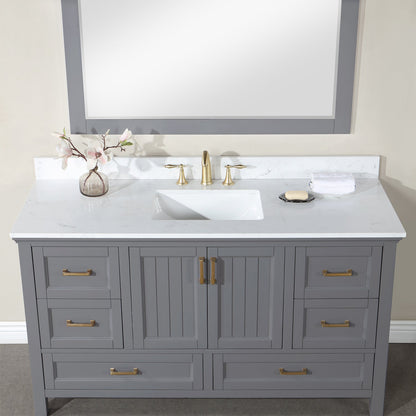 Altair Designs 60" single vanity with top - 538060S-WH-AW-NM