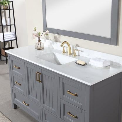 Altair Designs 60" single vanity with top - 538060S-WH-AW-NM