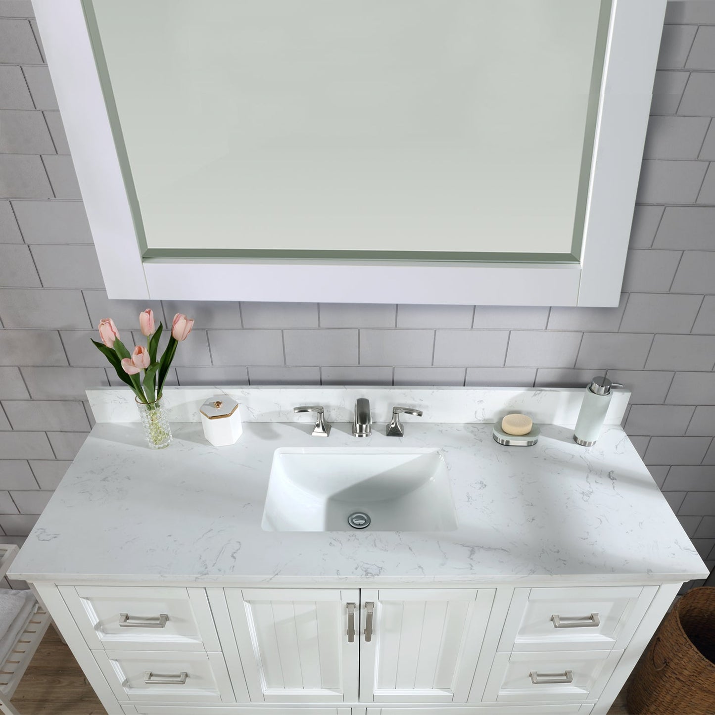 Altair Designs 60" single vanity with top - 538060S-WH-AW-NM