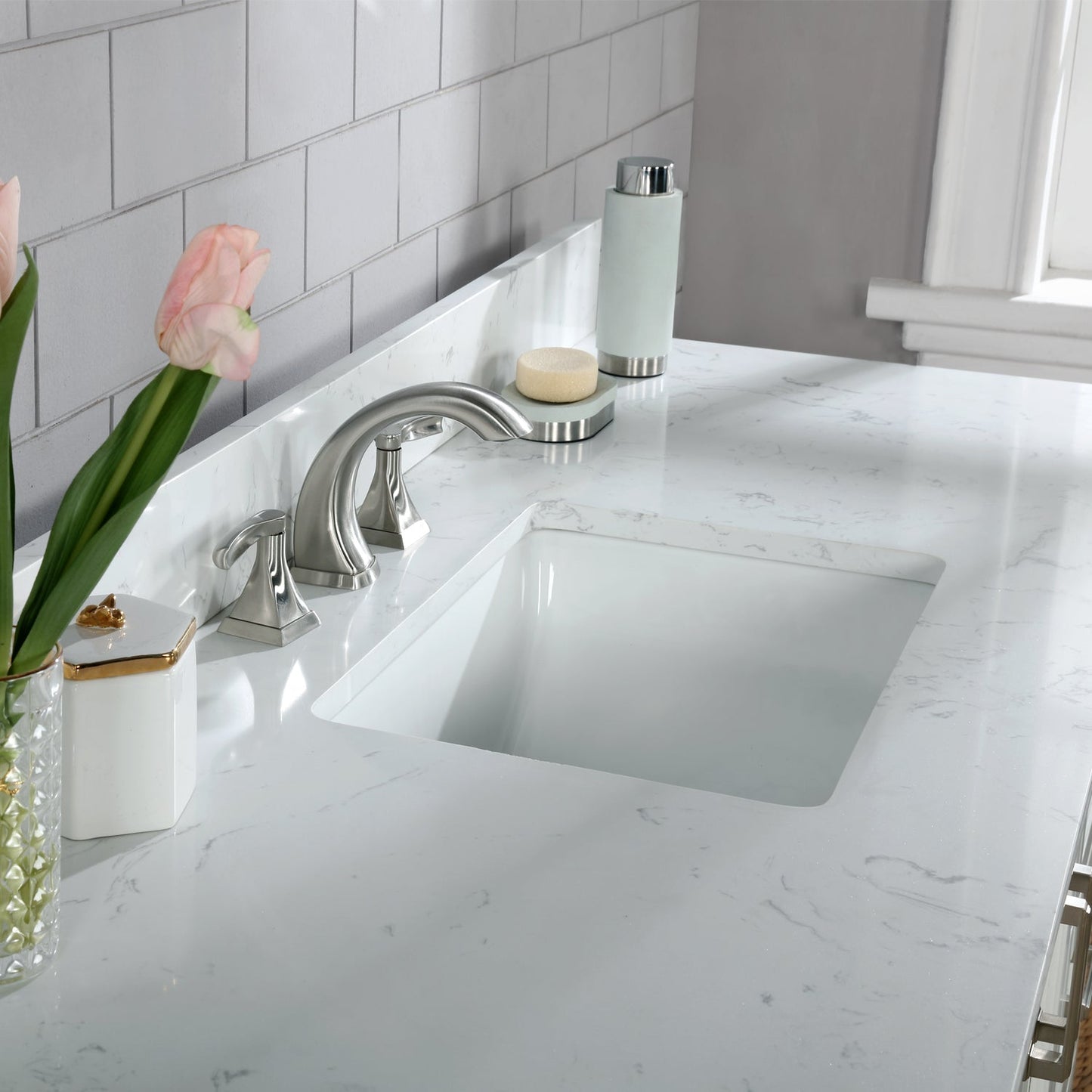 Altair Designs 60" single vanity with top - 538060S-WH-AW-NM