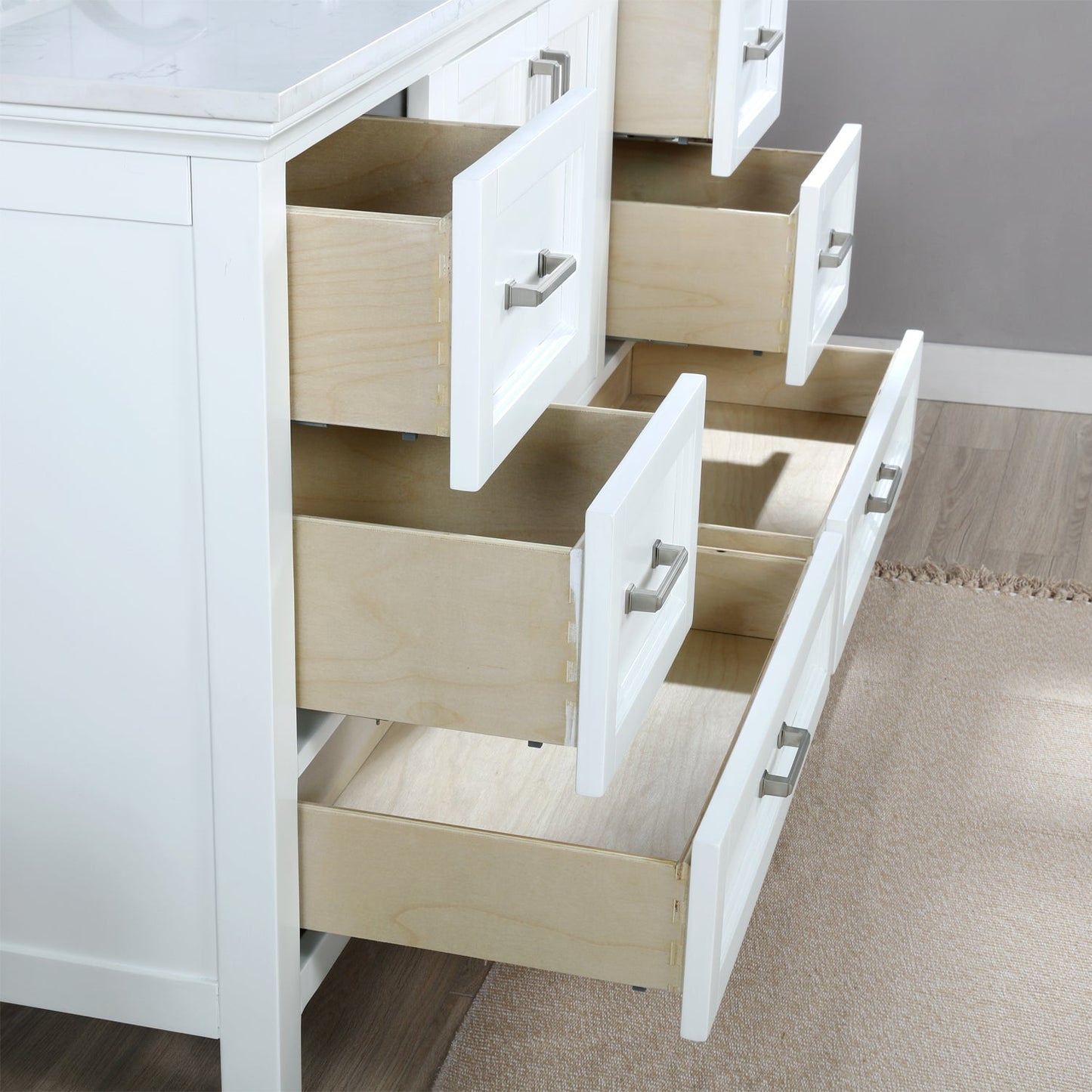Altair Designs 60" single vanity with top - 538060S-WH-AW-NM