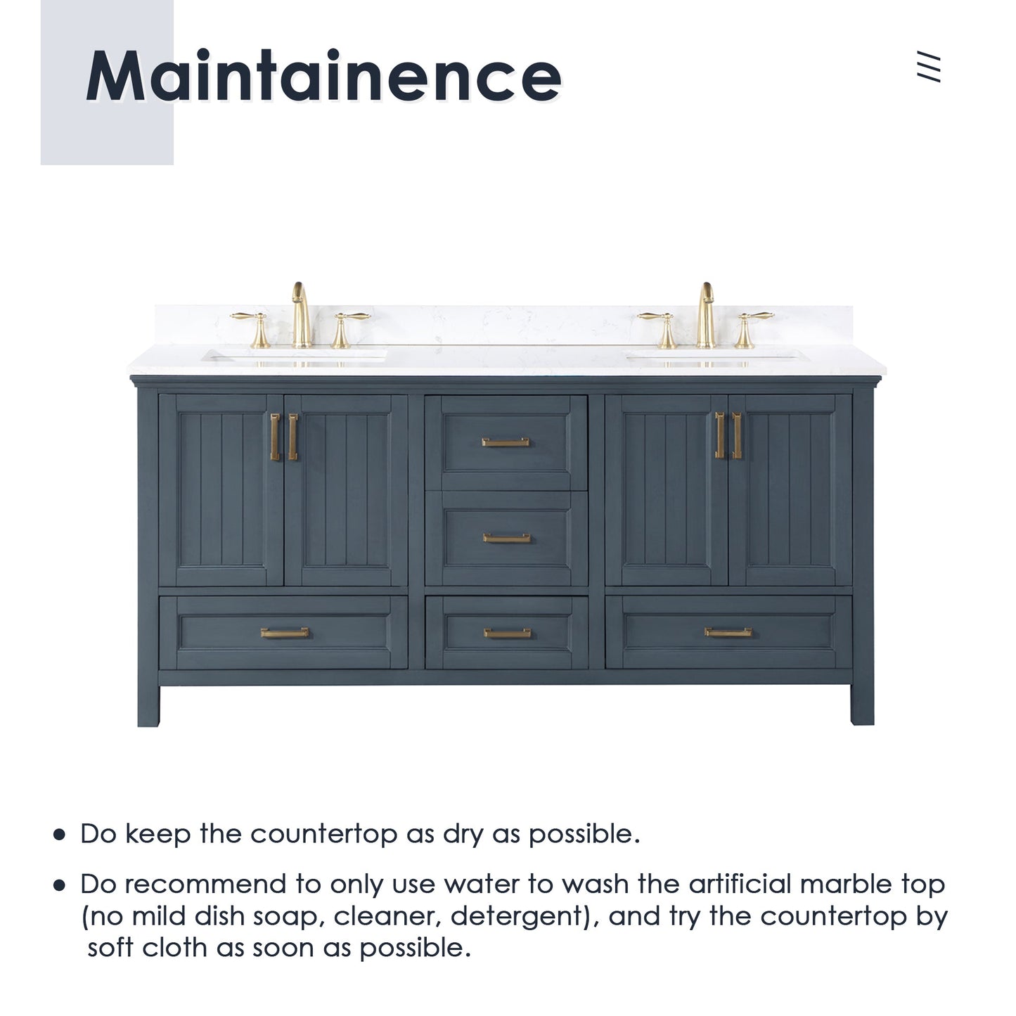 Altair Designs Isla 72" double vanity with top - 538072-CB-AW-NM