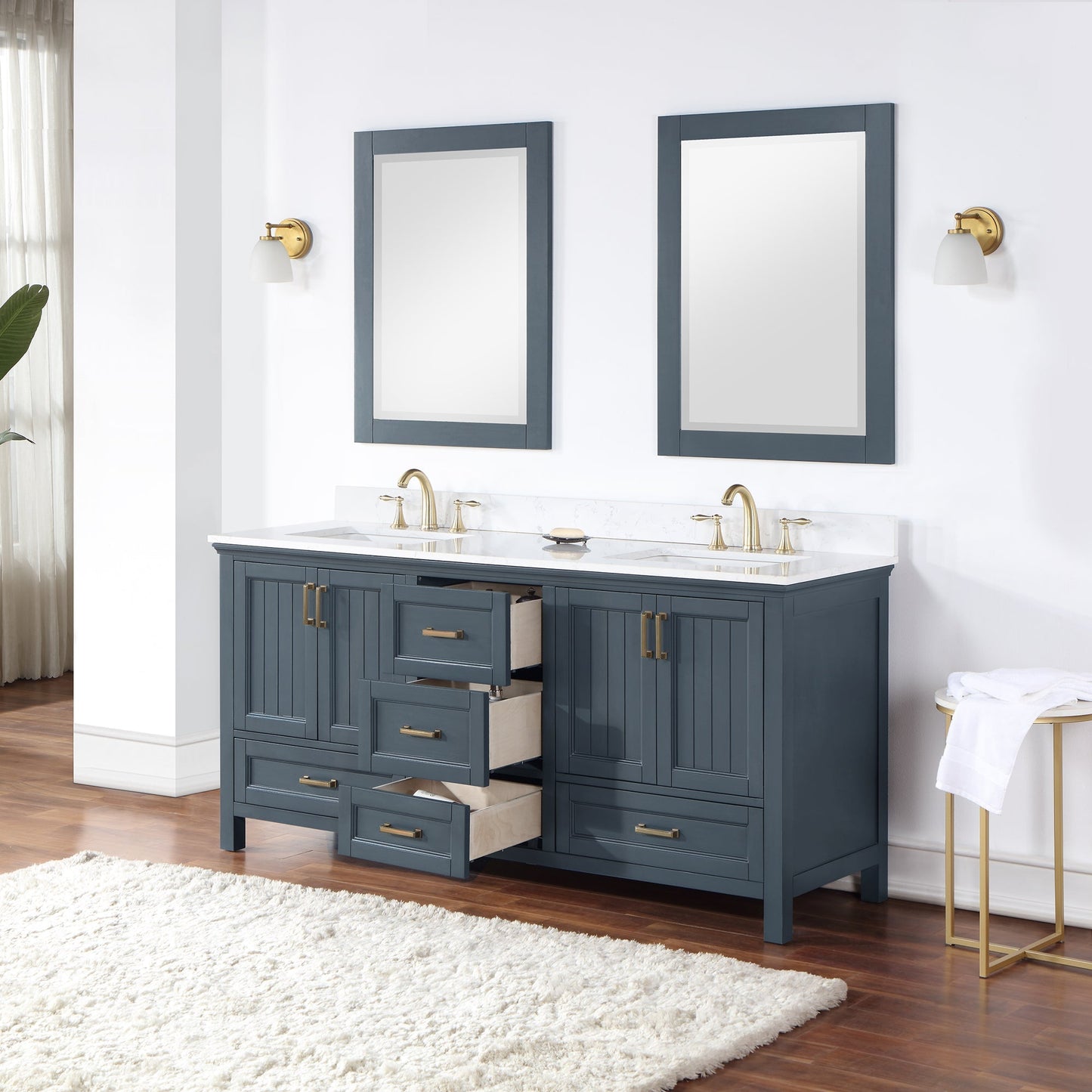 Altair Designs Isla 72" double vanity with top - 538072-CB-AW-NM