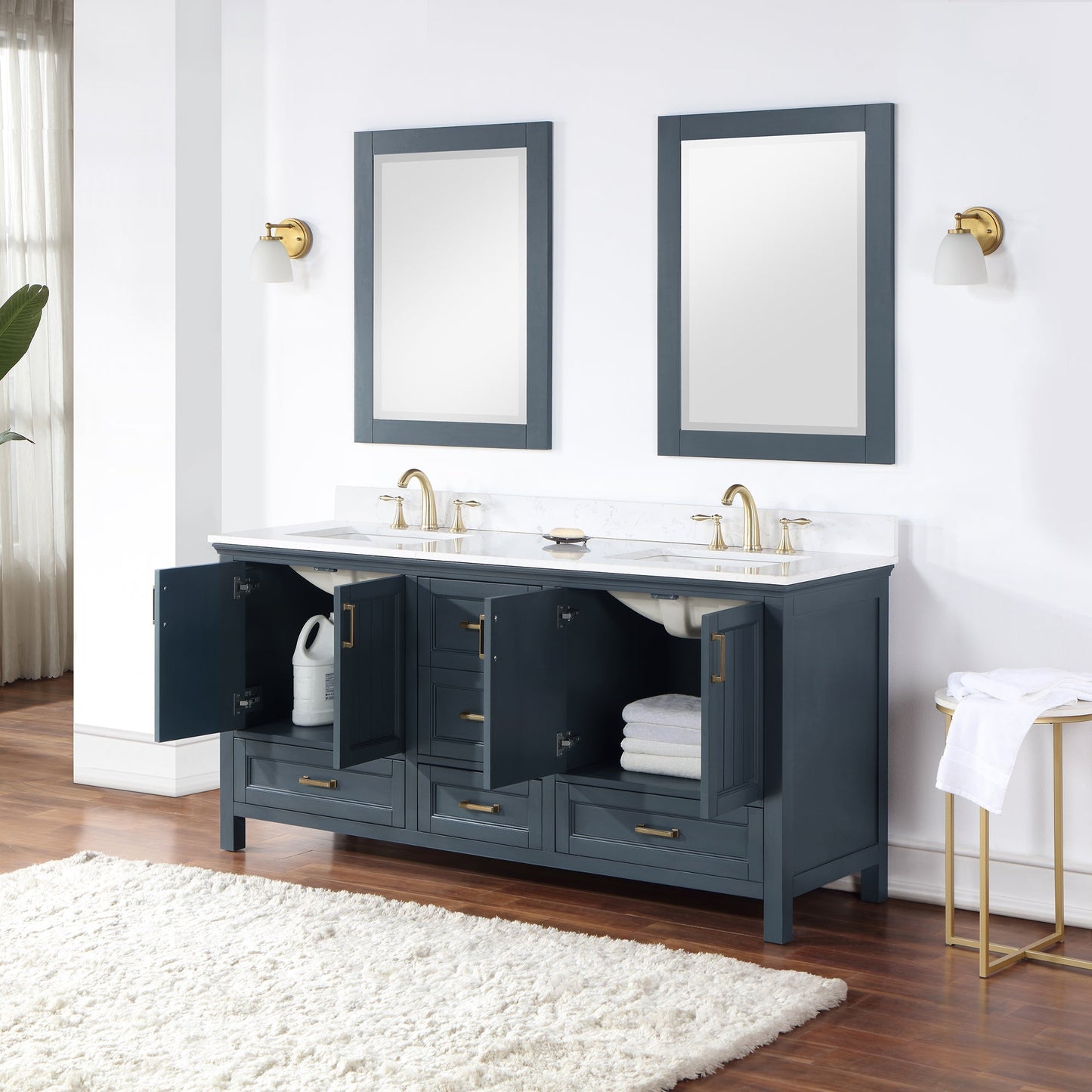 Altair Designs Isla 72" double vanity with top - 538072-CB-AW-NM