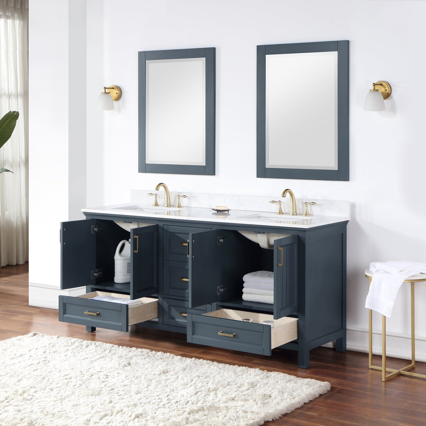 Altair Designs Isla 72" double vanity with top - 538072-CB-AW-NM