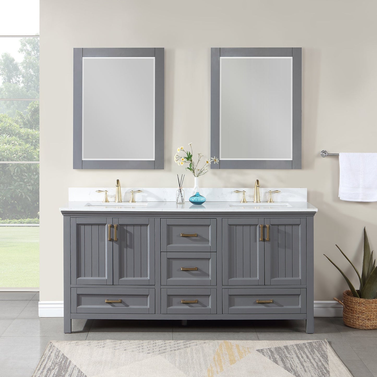 Altair Designs Isla 72" double vanity with top - 538072-CB-AW-NM