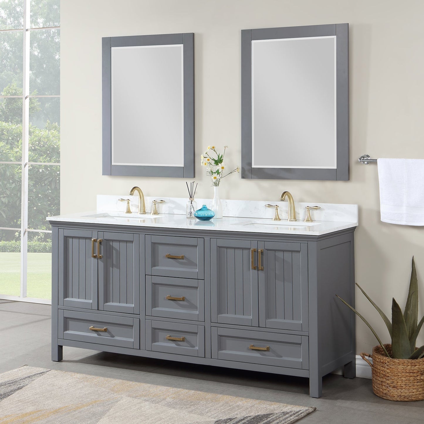 Altair Designs Isla 72" double vanity with top - 538072-CB-AW-NM