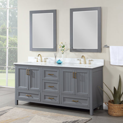 Altair Designs Isla 72" double vanity with top - 538072-CB-AW-NM