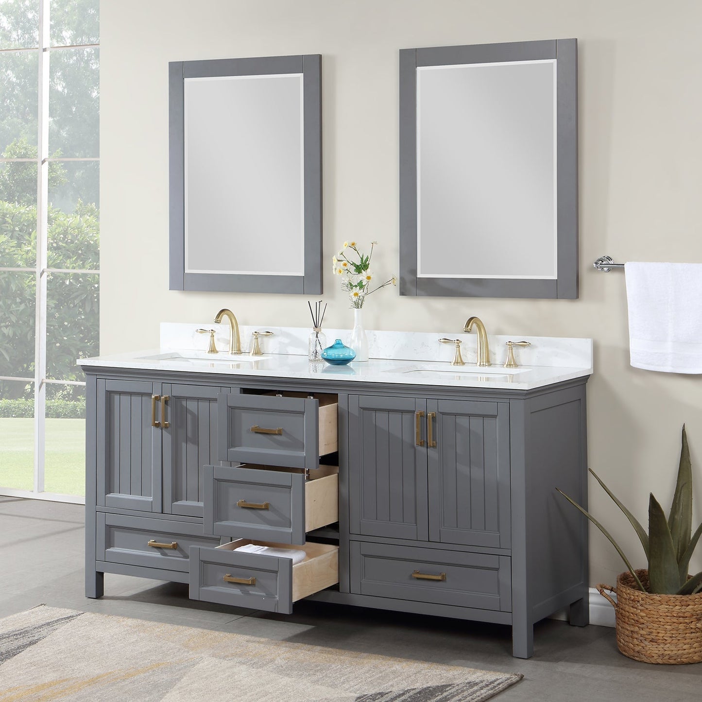 Altair Designs Isla 72" double vanity with top - 538072-CB-AW-NM