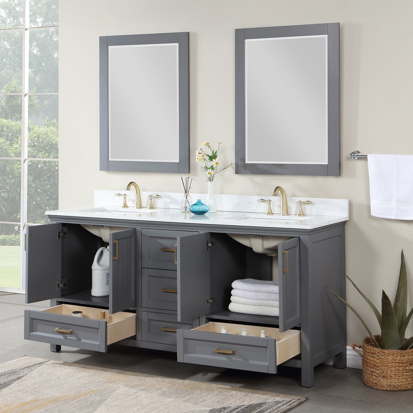 Altair Designs Isla 72" double vanity with top - 538072-CB-AW-NM
