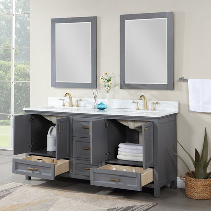 Altair Designs Isla 72" double vanity with top - 538072-CB-AW-NM