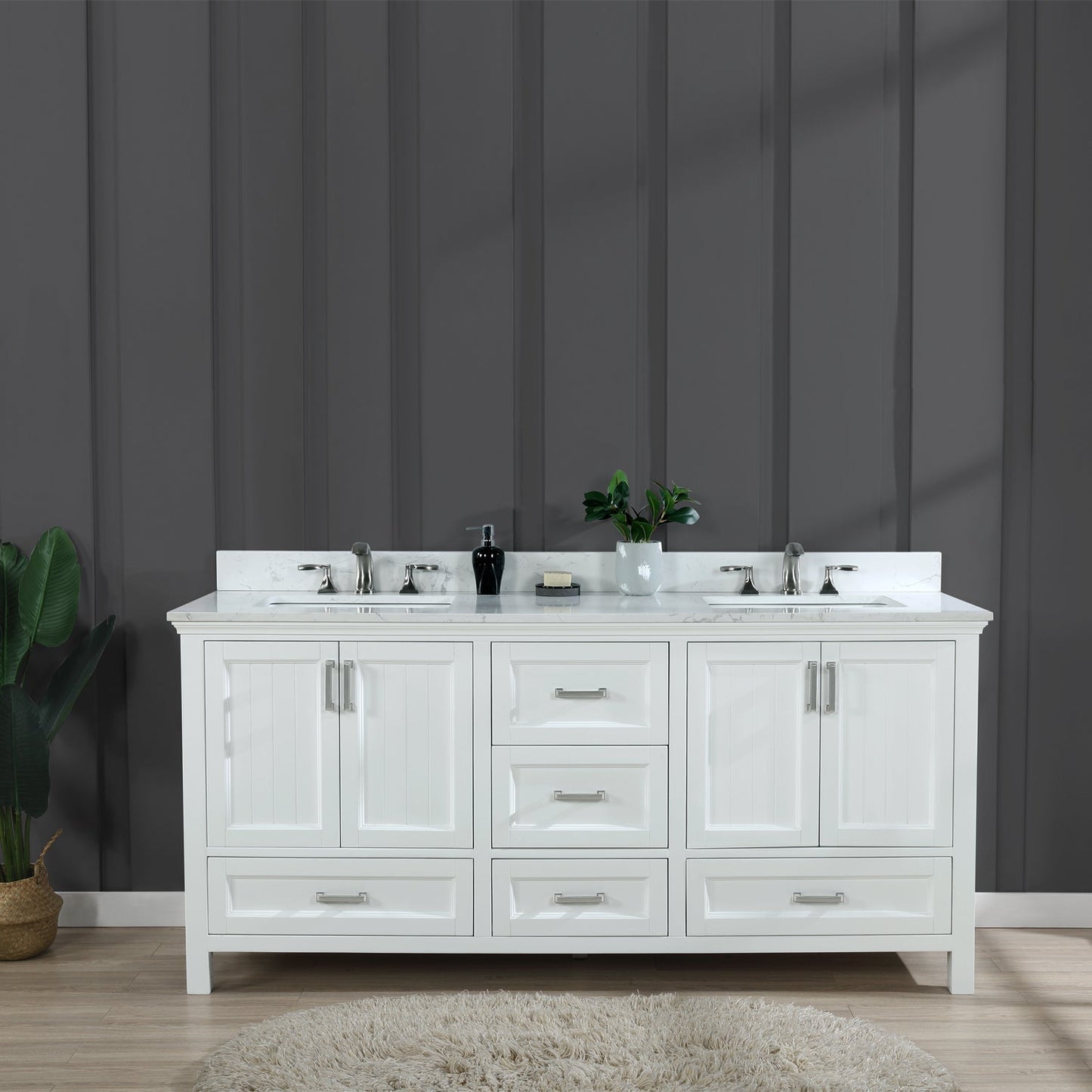 Altair Designs Isla 72" double vanity with top - 538072-CB-AW-NM