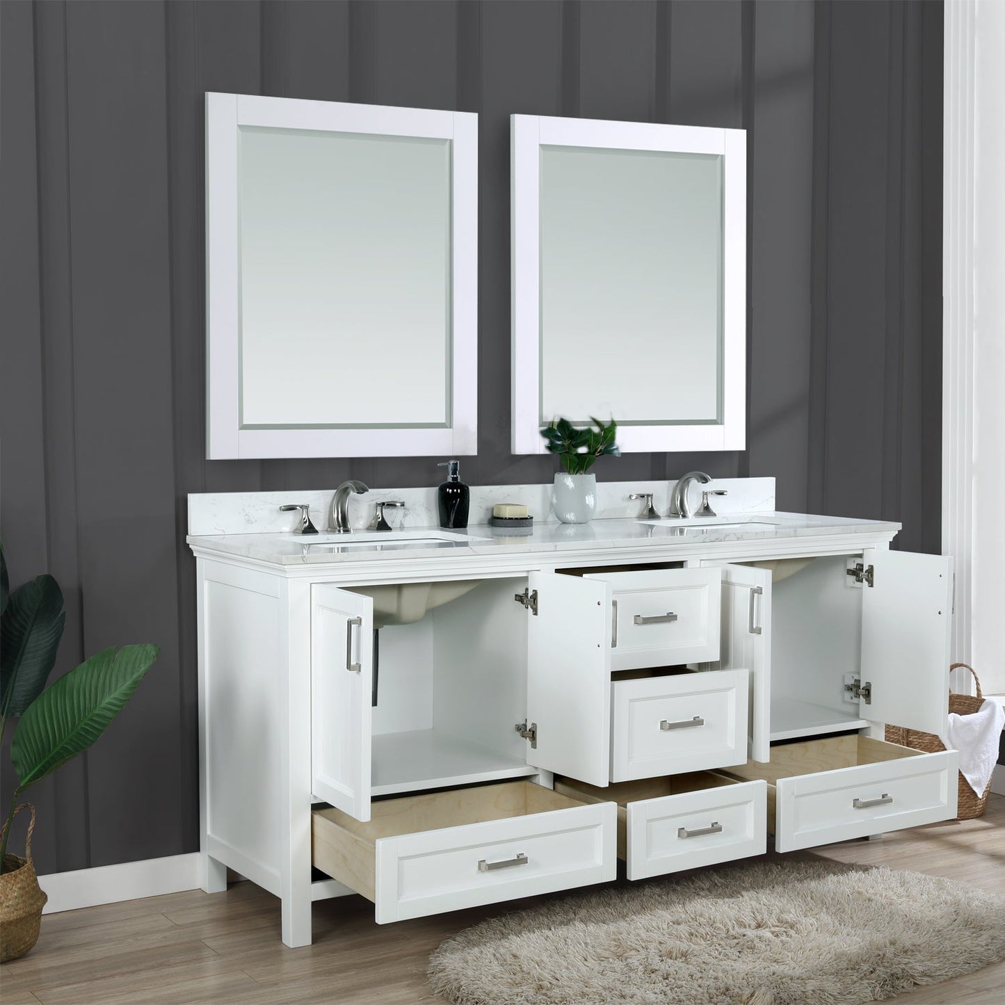 Altair Designs Isla 72" double vanity with top - 538072-CB-AW-NM