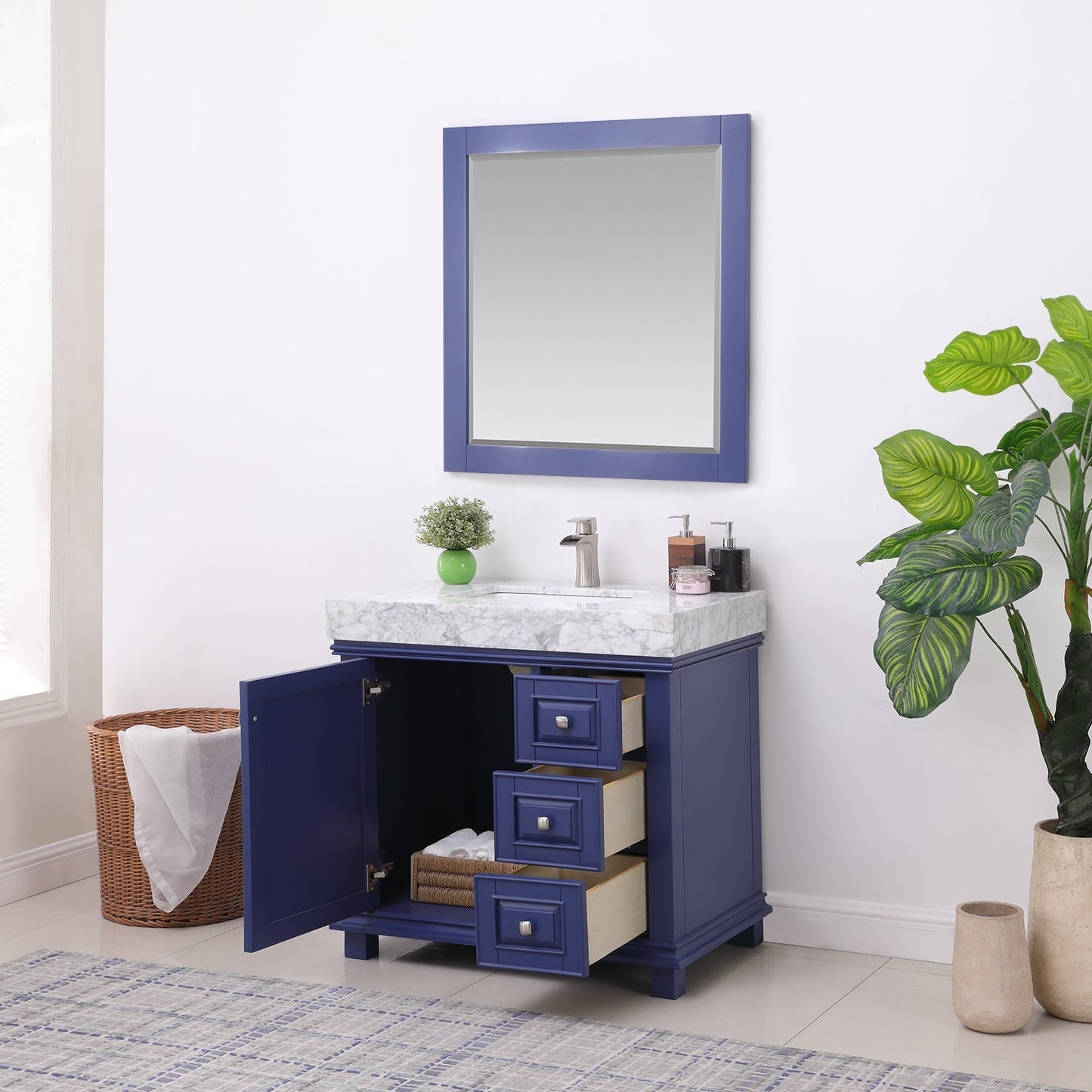 Altair Designs 36" single vanity with top - 539036-WH-CA-NM