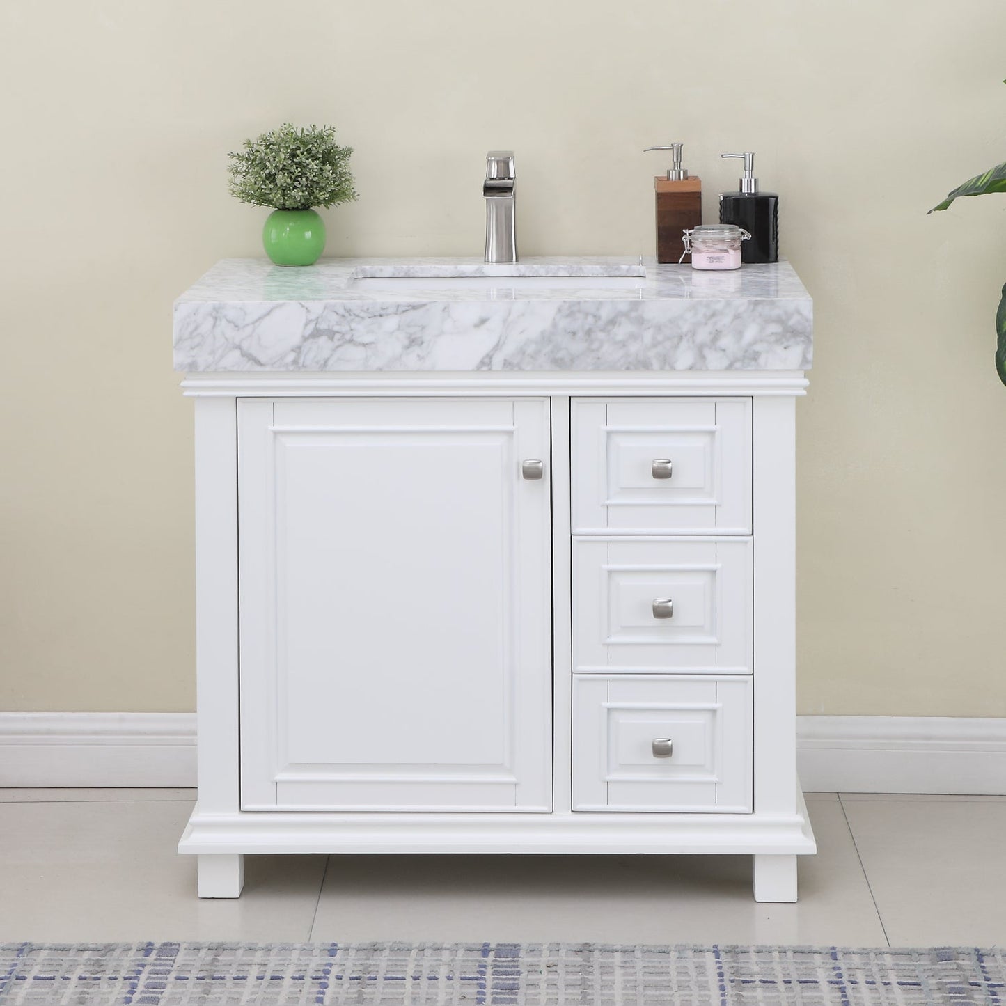 Altair Designs 36" single vanity with top - 539036-WH-CA-NM