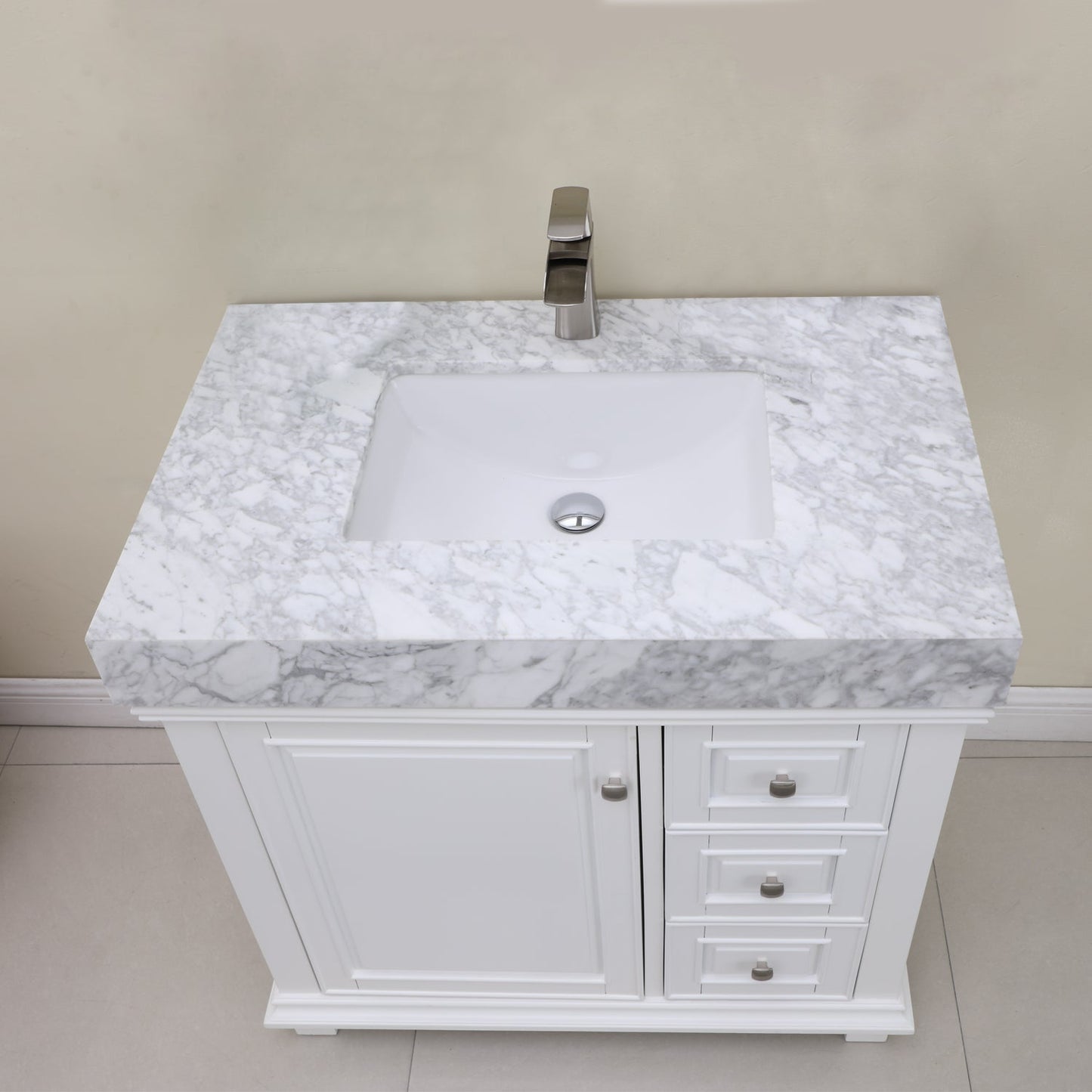 Altair Designs 36" single vanity with top - 539036-WH-CA-NM
