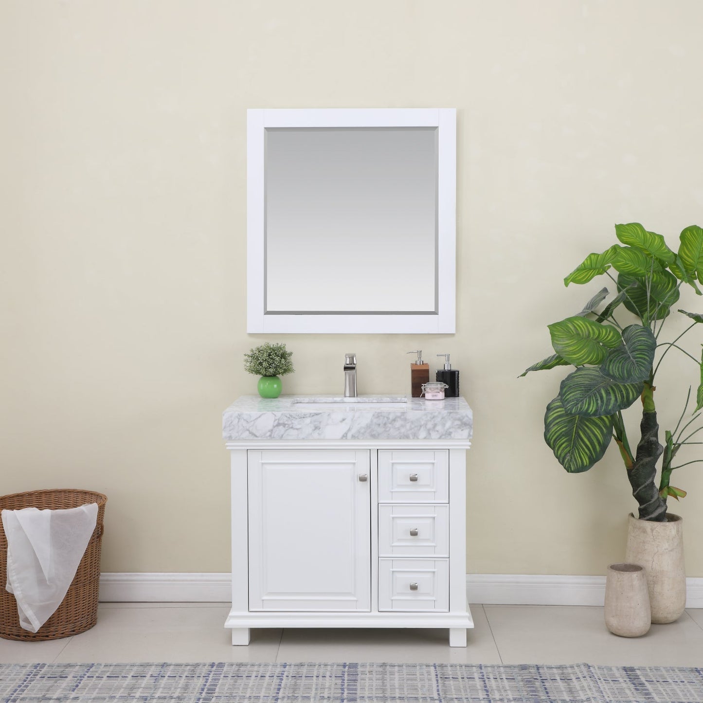 Altair Designs 36" single vanity with top - 539036-WH-CA-NM