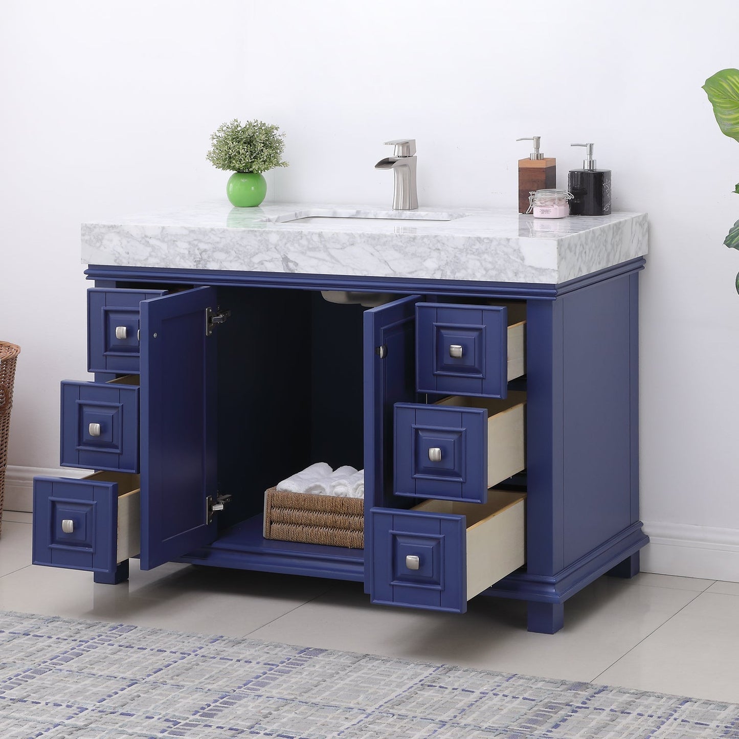 Altair Designs 48" single vanity with top - 539048-WH-CA-NM