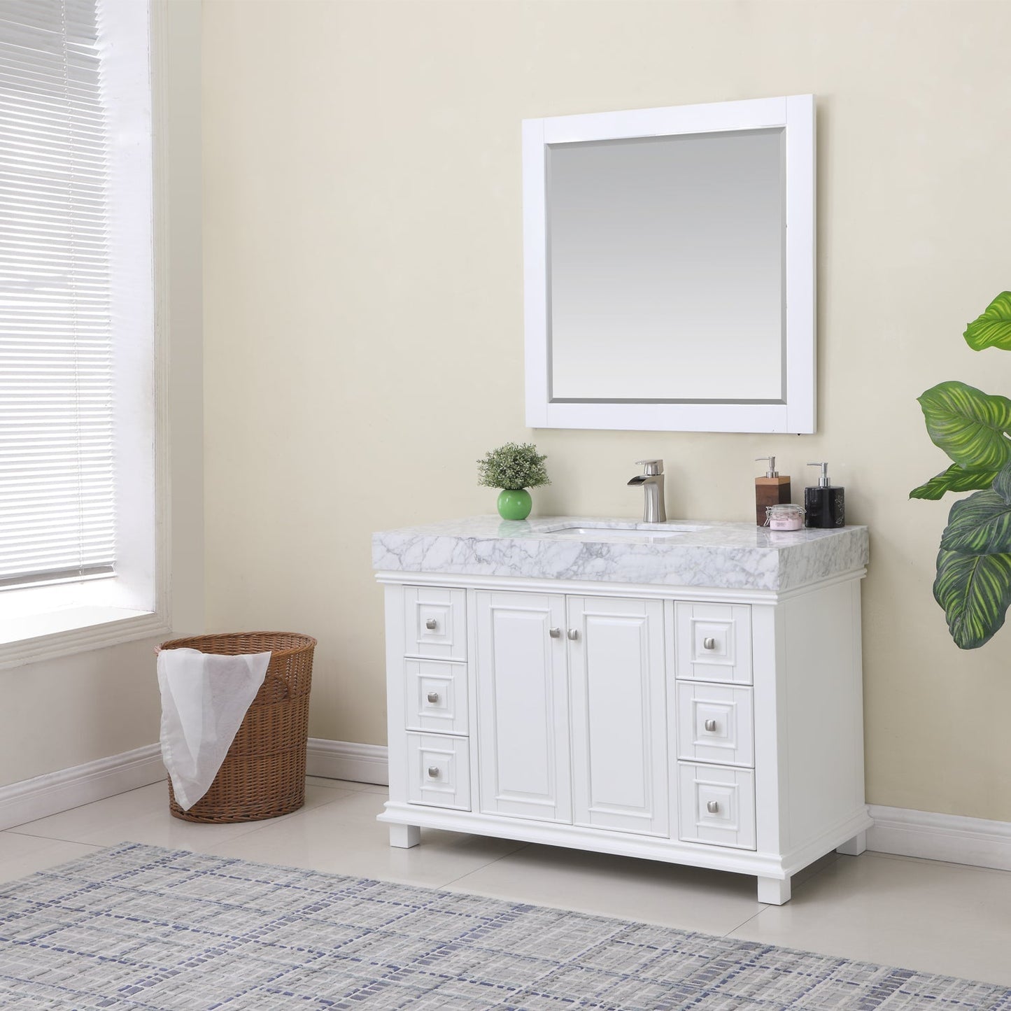 Altair Designs 48" single vanity with top - 539048-WH-CA-NM
