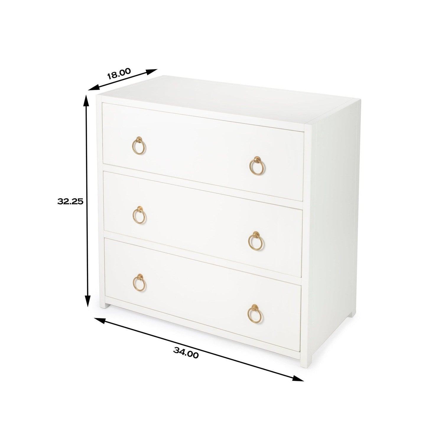 Butler Specialty Company Lark 3 Drawer Dresser, White  - 5392304