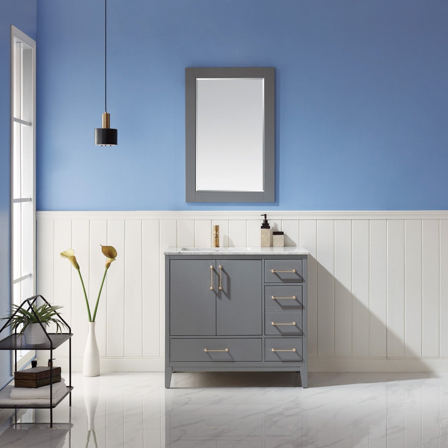 Altair Designs 36" single vanity with top - 541036-WH-CA-NM