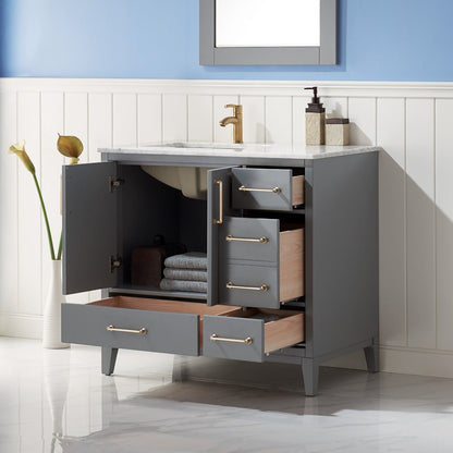 Altair Designs 36" single vanity with top - 541036-WH-CA-NM