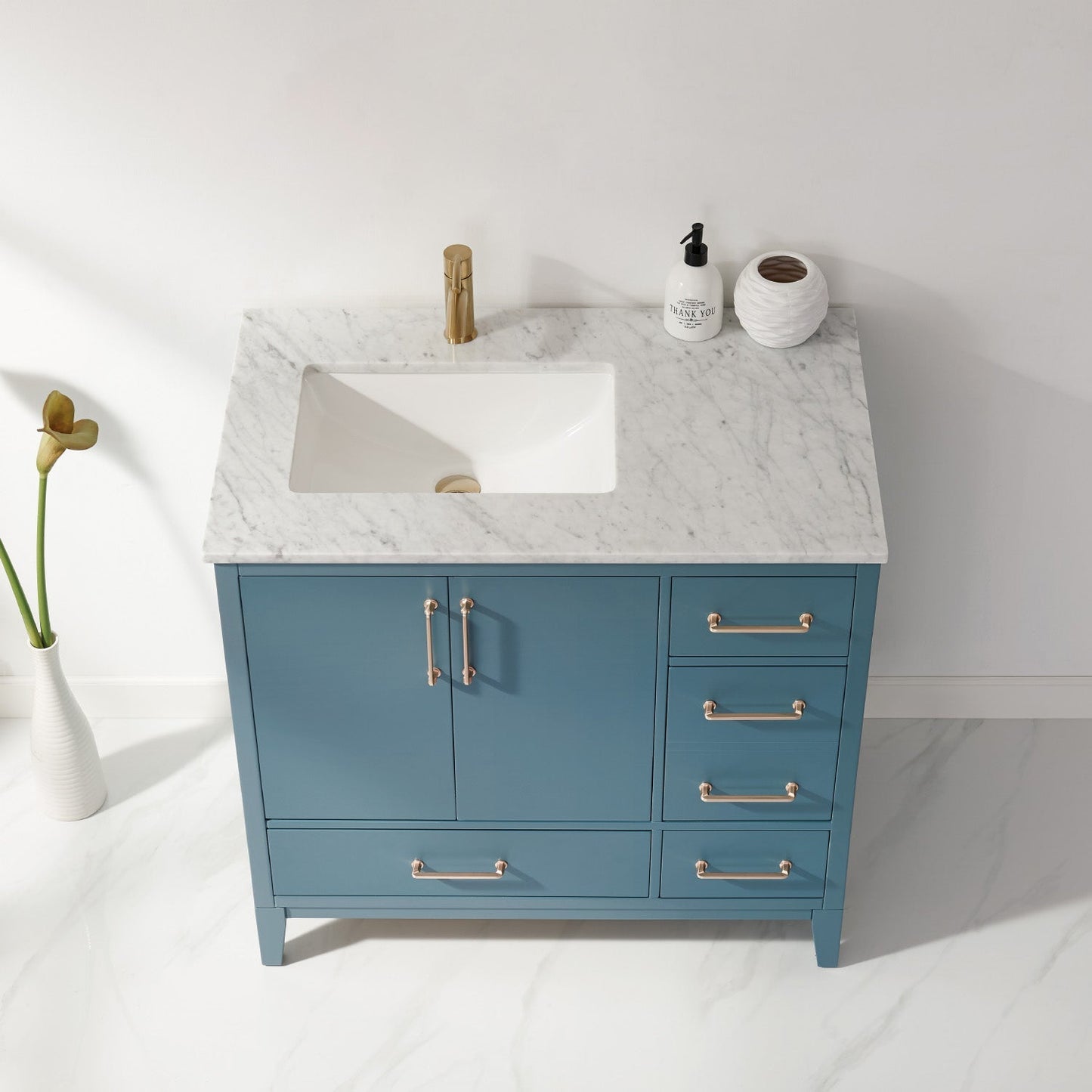 Altair Designs 36" single vanity with top - 541036-WH-CA-NM