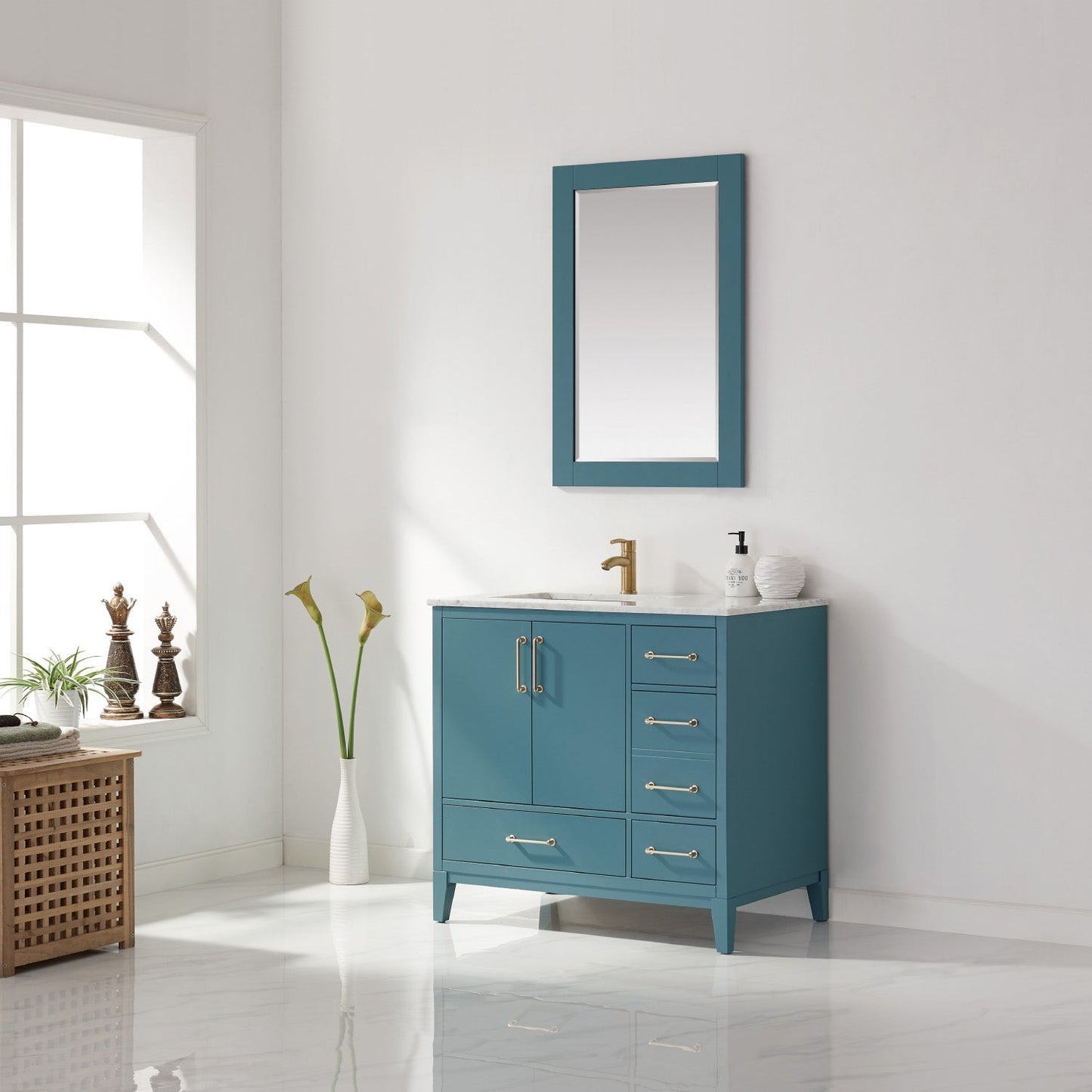 Altair Designs 36" single vanity with top - 541036-WH-CA-NM