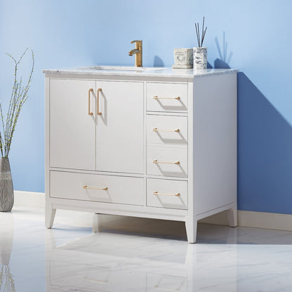 Altair Designs 36" single vanity with top - 541036-WH-CA-NM