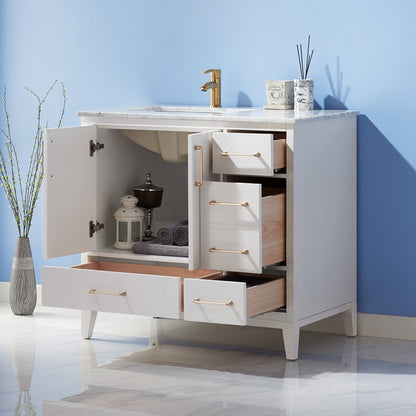 Altair Designs 36" single vanity with top - 541036-WH-CA-NM