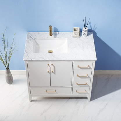 Altair Designs 36" single vanity with top - 541036-WH-CA-NM
