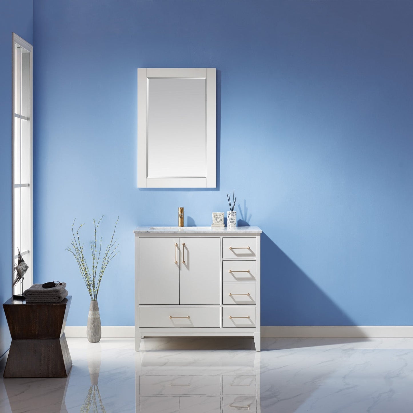 Altair Designs 36" single vanity with top - 541036-WH-CA-NM