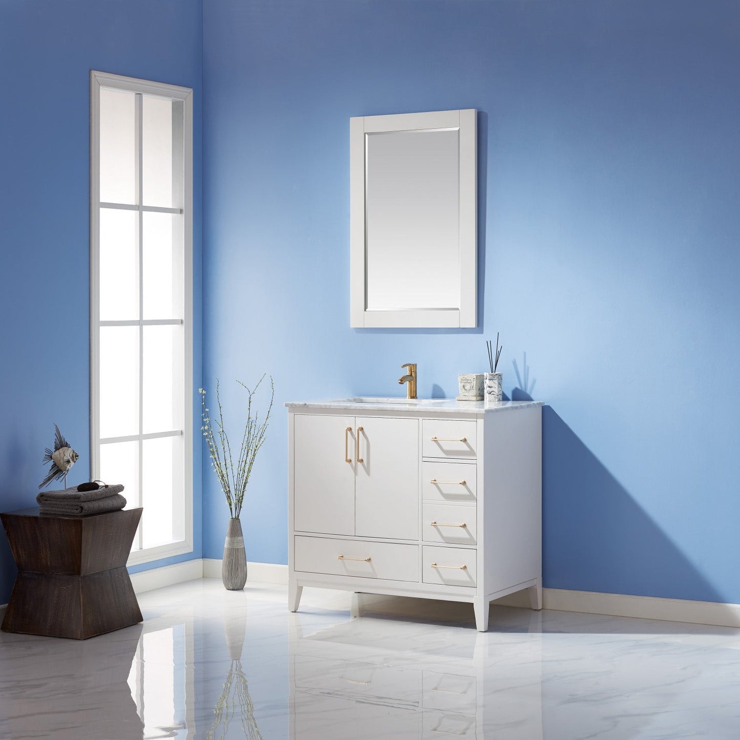 Altair Designs 36" single vanity with top - 541036-WH-CA-NM